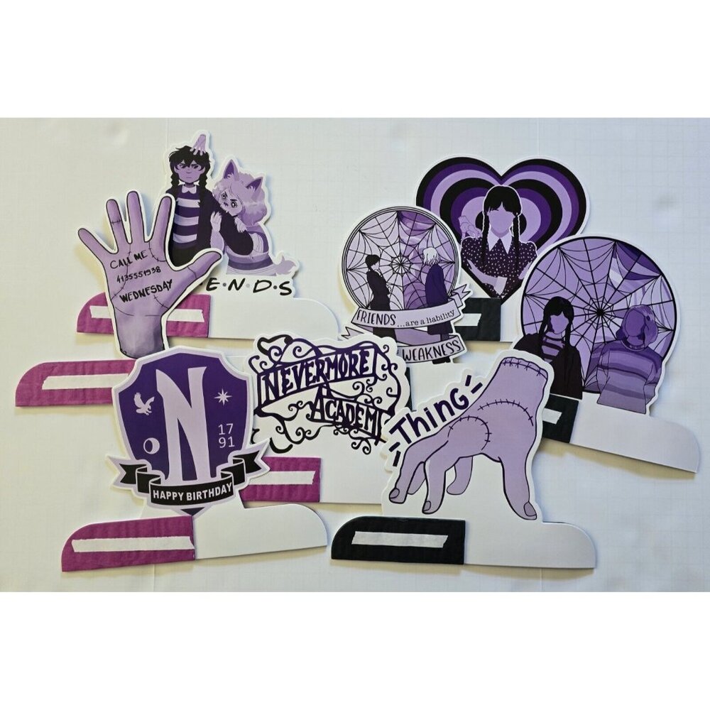 Wednesday Adams Addams Family Honeycomb Centerpieces 3D Cake Toppers 8 Pack NEW